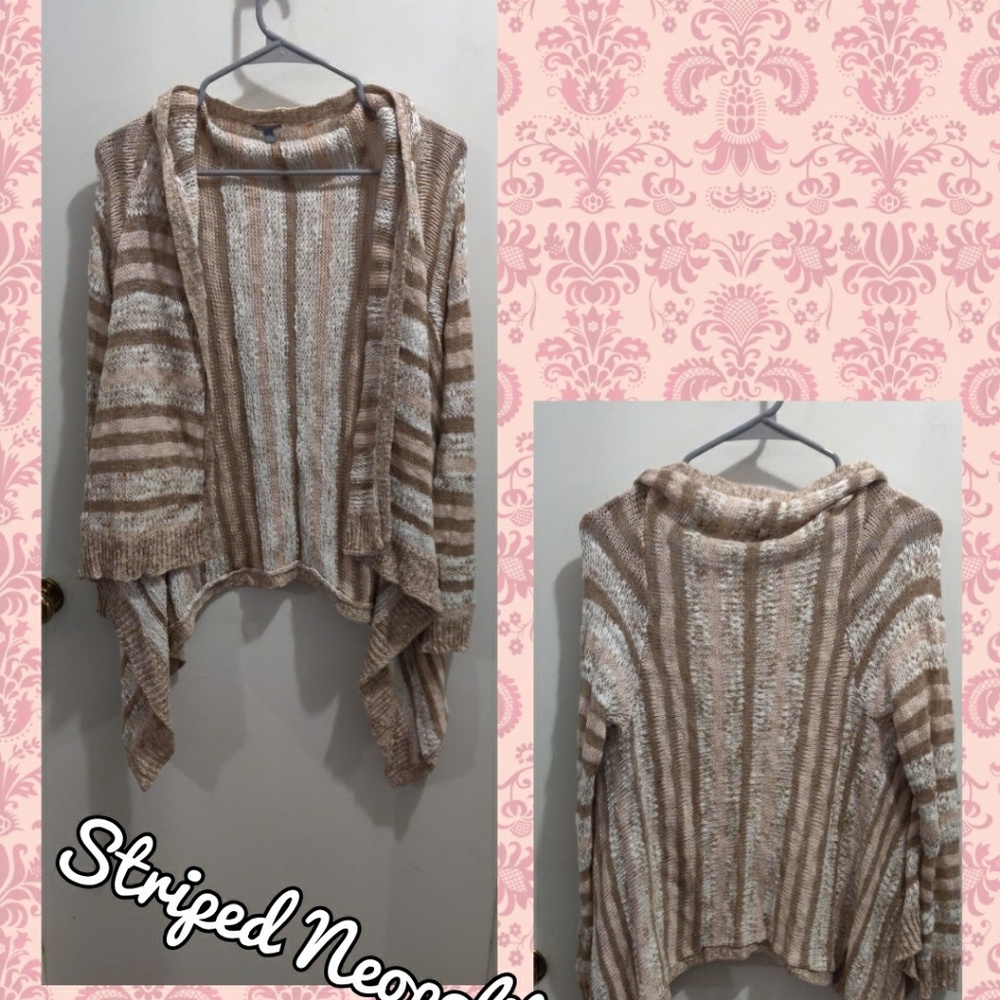 Striped Drape-front Cardigan